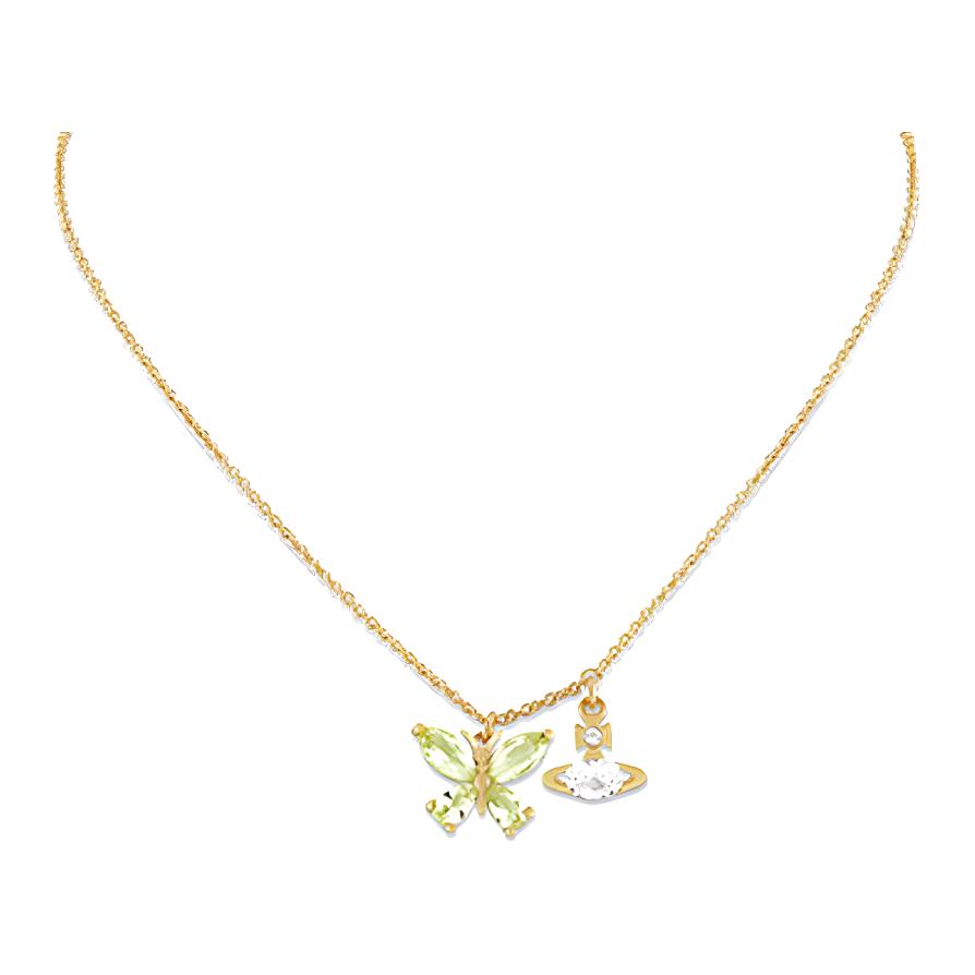 (Women) Vivienne Westwood Elianne Butterfly Pendant Necklace for Women - Gold. 630203E702R750