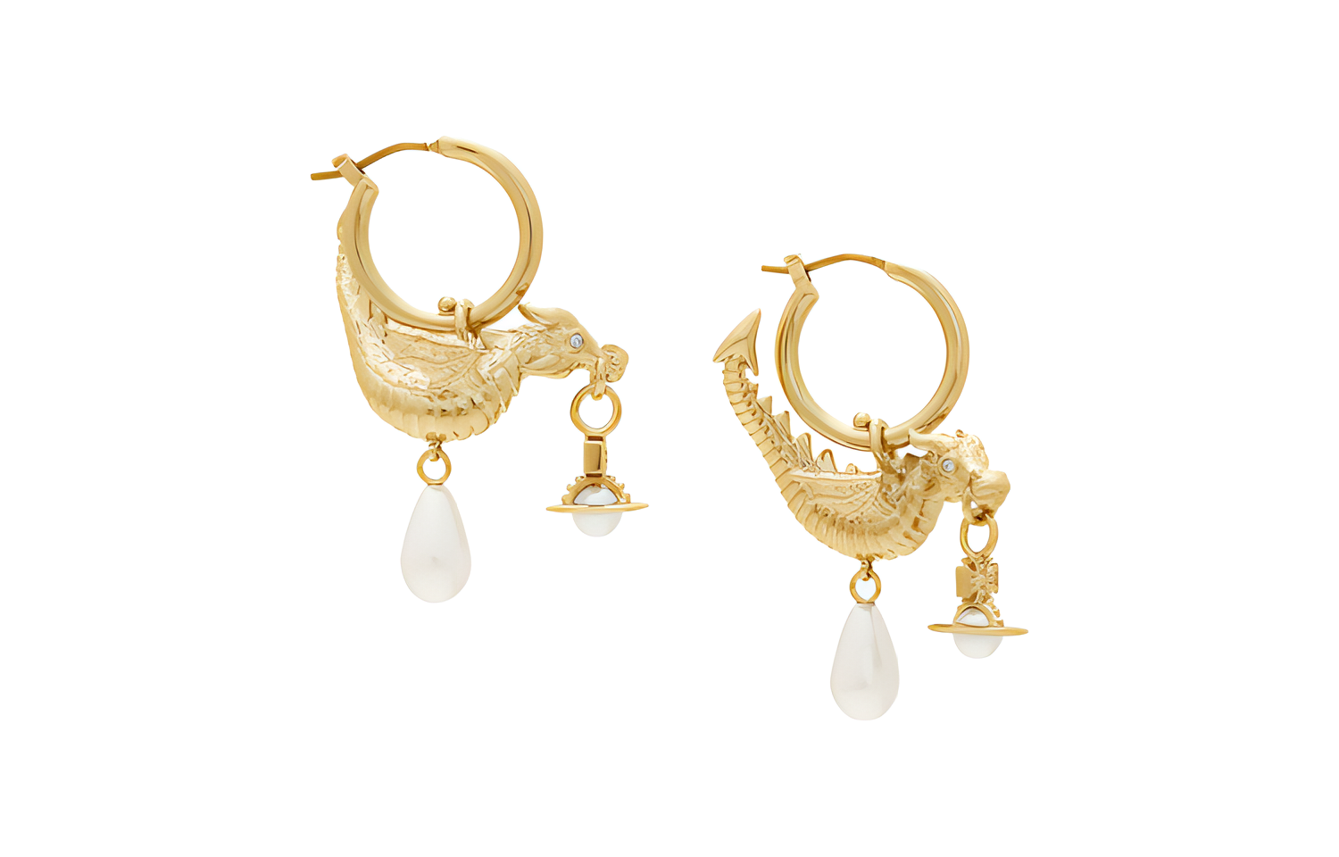 (Women) Vivienne Westwood Embellished Brass Pearl Earrings  Gold. 14969078