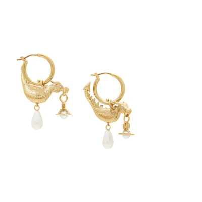 (Women) Vivienne Westwood Embellished Brass Pearl Earrings Gold. 14969078