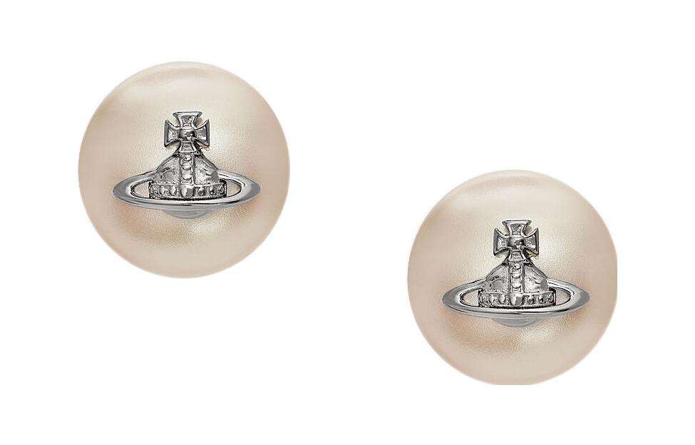 (Women) Vivienne Westwood Embossed Saturn Brass Stud Earrings with Mother of Pearl - Women 6203007602P103P103 圖 2