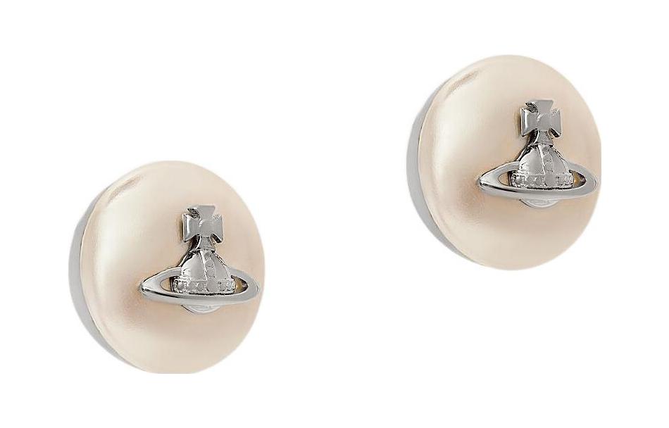 (Women) Vivienne Westwood Embossed Saturn Brass Stud Earrings with Mother of Pearl - Women 6203007602P103P103 圖 3