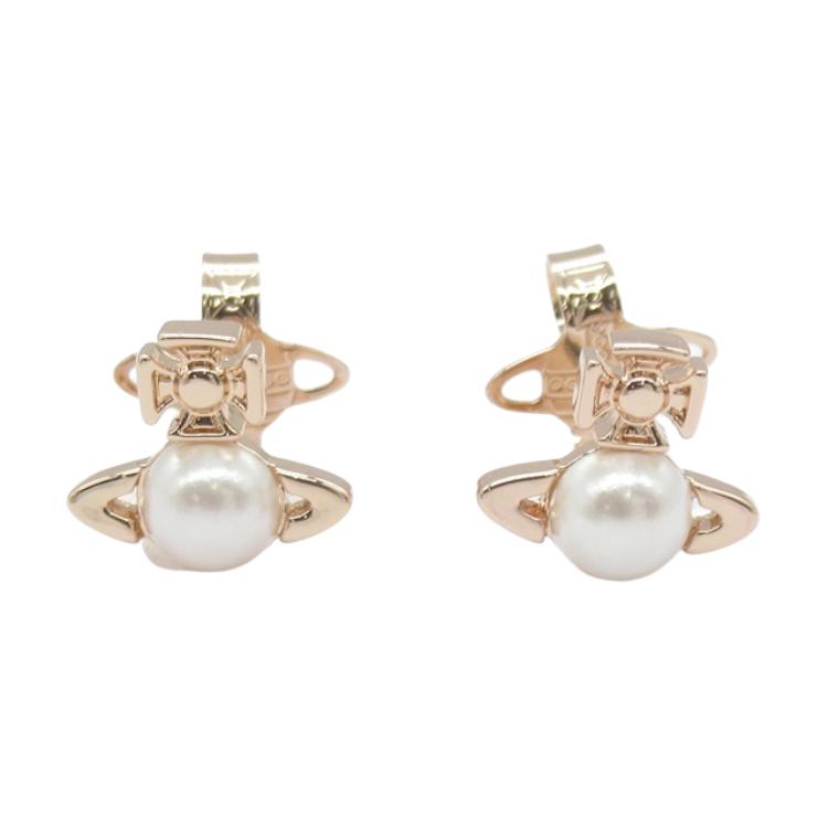 (Women) Vivienne Westwood Engraved Design Brass Earrings  Gold. 6201026802G243