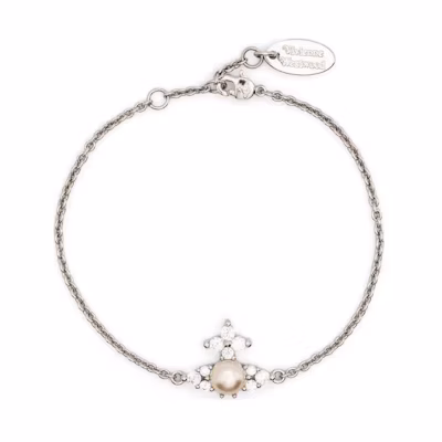 (Women) Vivienne Westwood Feodora Logo Brass Bracelet Silver. 6102023D