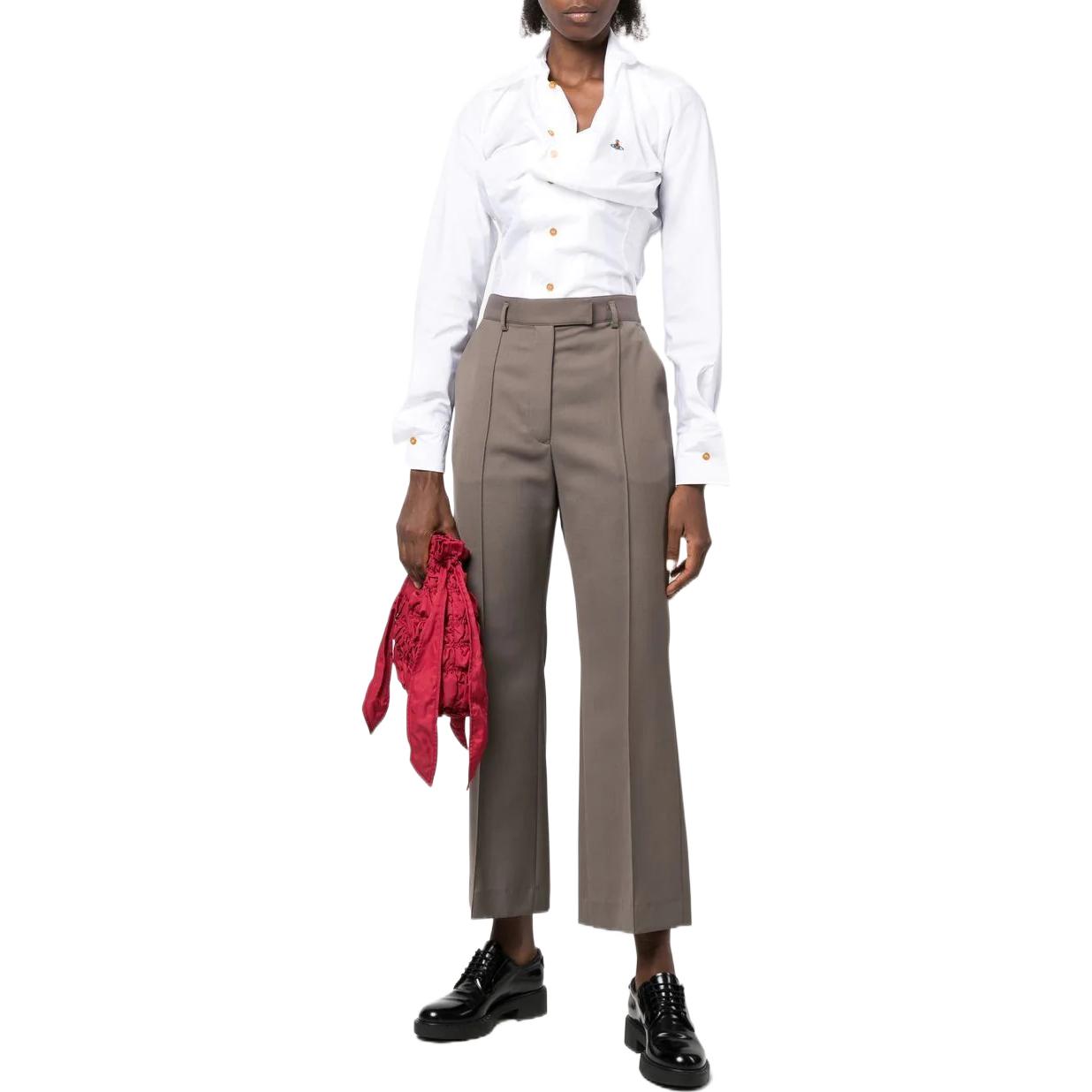 Lookbook (W) 비비안 웨스트우드 FW22 화이트 긴팔 주름 칼라 자외선 차단 셔츠 1501000CW009QA401