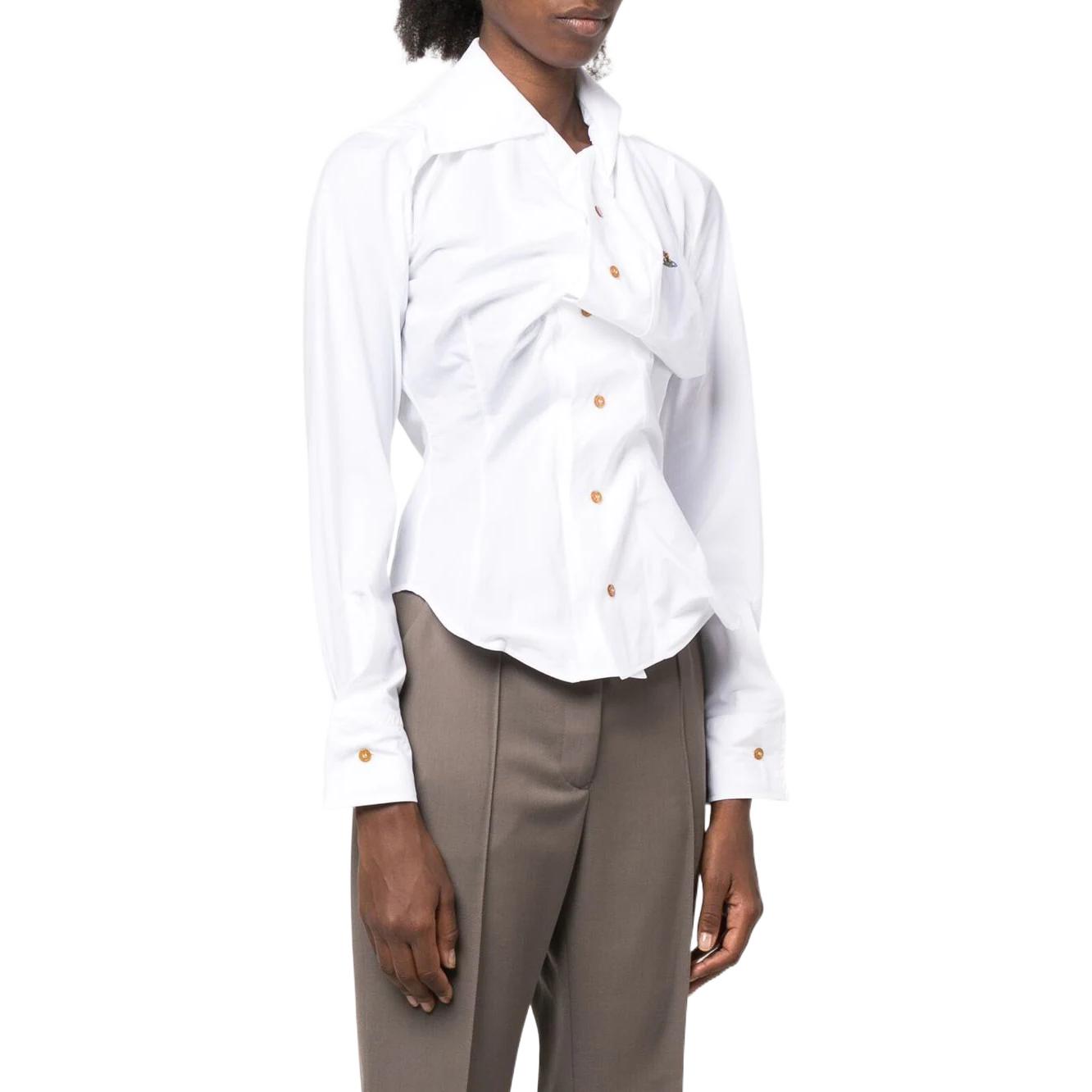 Purchase (W) 비비안 웨스트우드 FW22 화이트 긴팔 주름 칼라 자외선 차단 셔츠 1501000CW009QA401