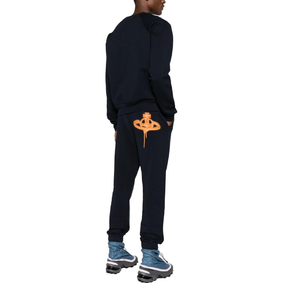 Shop (W) 薇薇安·威斯特伍德 FW23 行星标志海军蓝针织运动裤 3J01000DJ0032PO