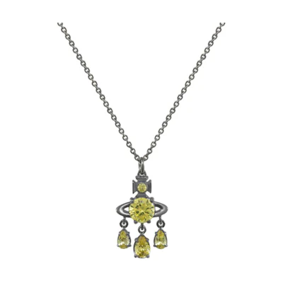 (Women) Vivienne Westwood Gemstone Pendant Necklace Rhodium Brass. 630203F2-02S374