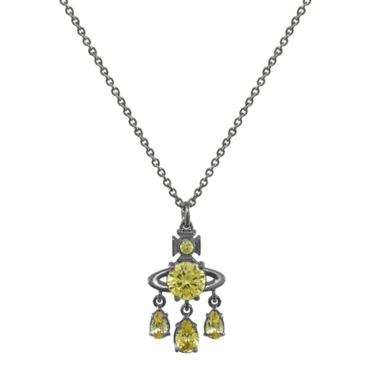(Women) Vivienne Westwood Gemstone Pendant Necklace  Rhodium Brass. 630203F2-02S374 圖 2