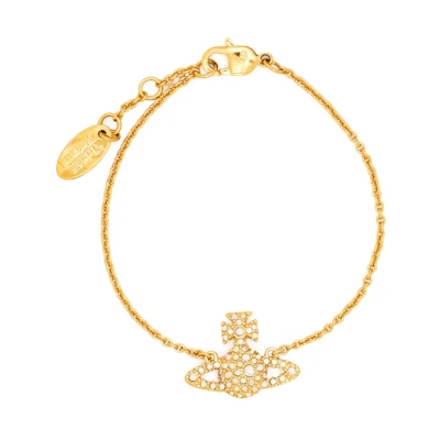 (Women) Vivienne Westwood Grace 3D Saturn Pendant Full Crystal Brass Bracelet Women 61020054R114