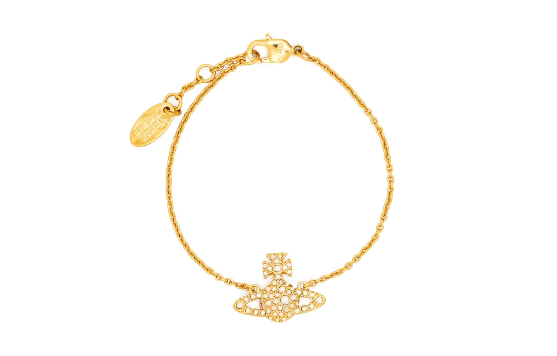 (Women) Vivienne Westwood Grace 3D Saturn Pendant Full Crystal Brass Bracelet Women 61020054R114 圖 2