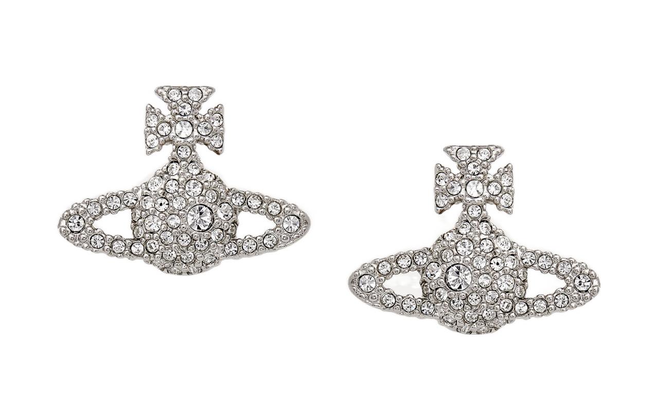 (Women) Vivienne Westwood Grace Bas Relief Stud Earrings Silver for Women. 62010124W110W110