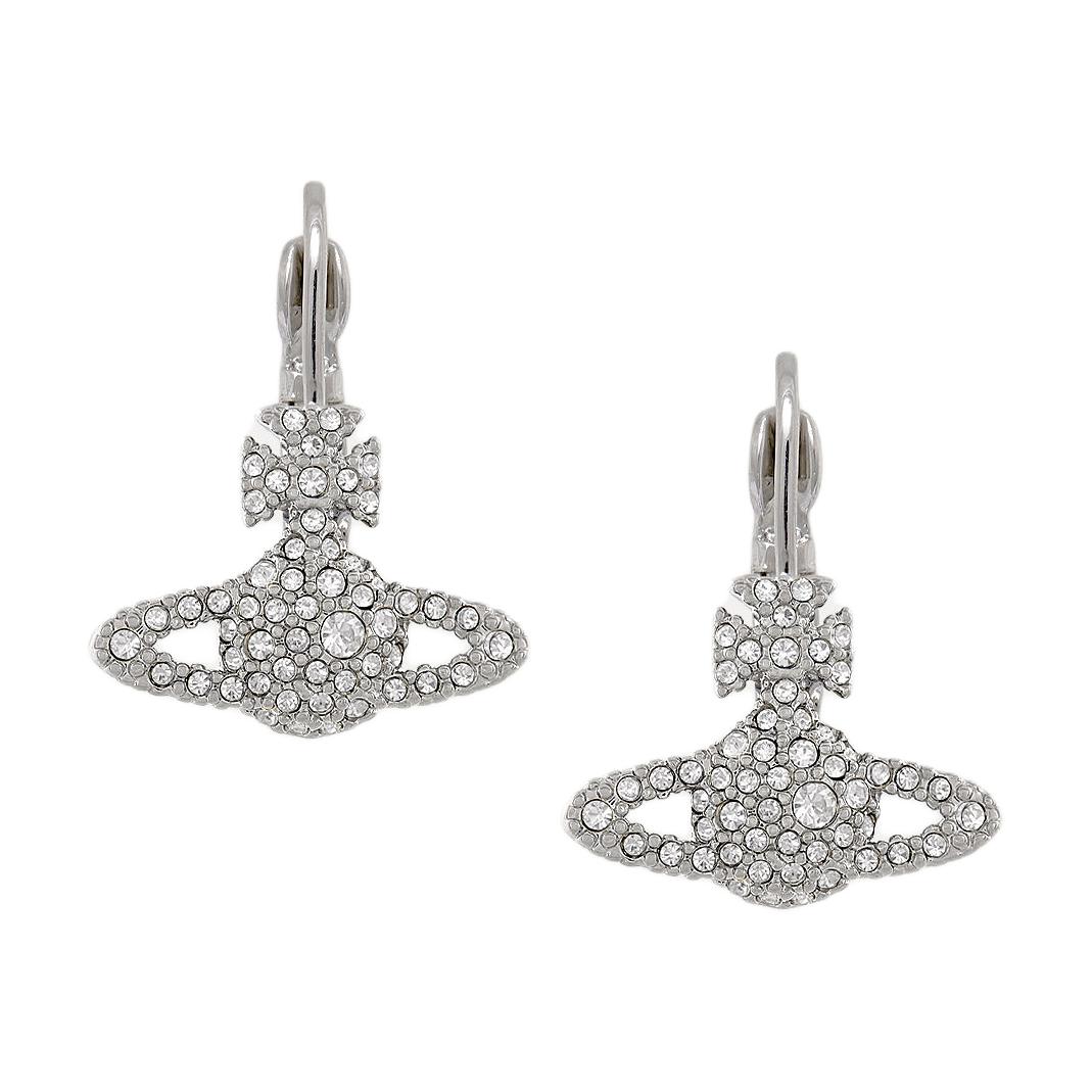 (Women) Vivienne Westwood Grace Drop Saturn Crystal Pendant Earrings Silver for Women. 6202002702P116P116