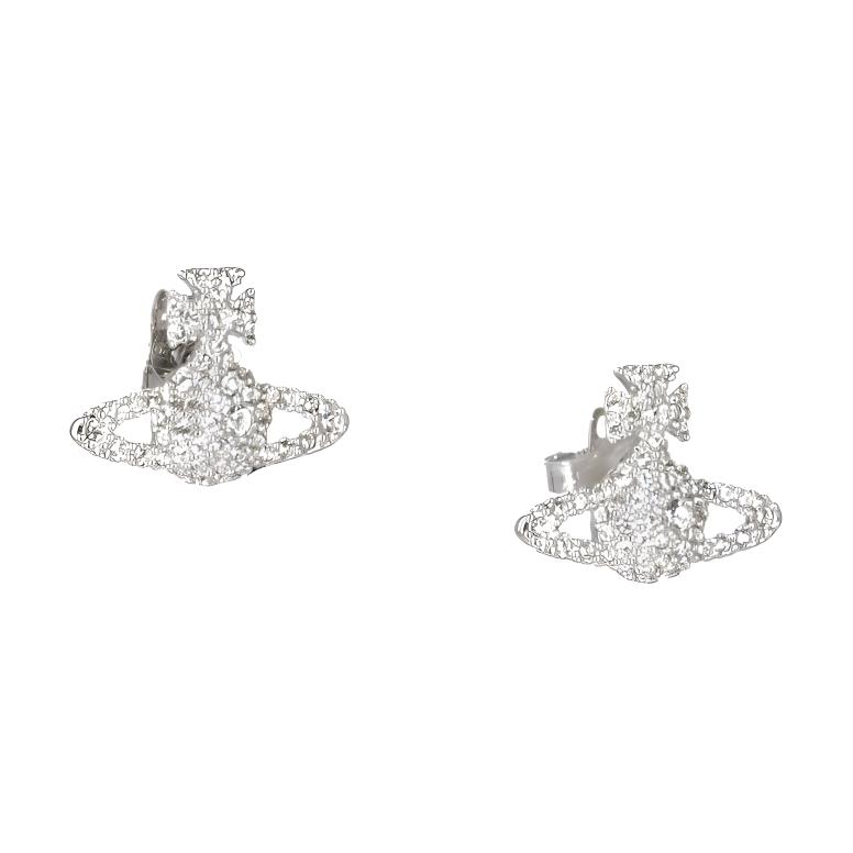 (Women) Vivienne Westwood Grace Gold-Tone Crystal Saturn Earrings Silver . 6201012402P116P116
