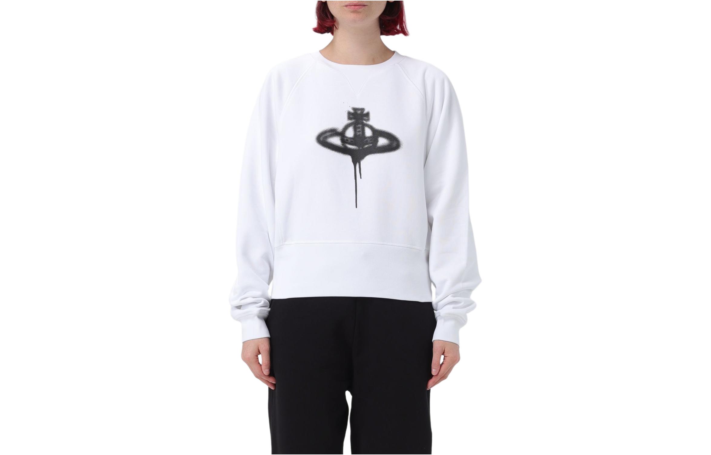 Order (W) 薇薇安·韦斯特伍德图案印花白色圆领卫衣 1I010009J0032A301