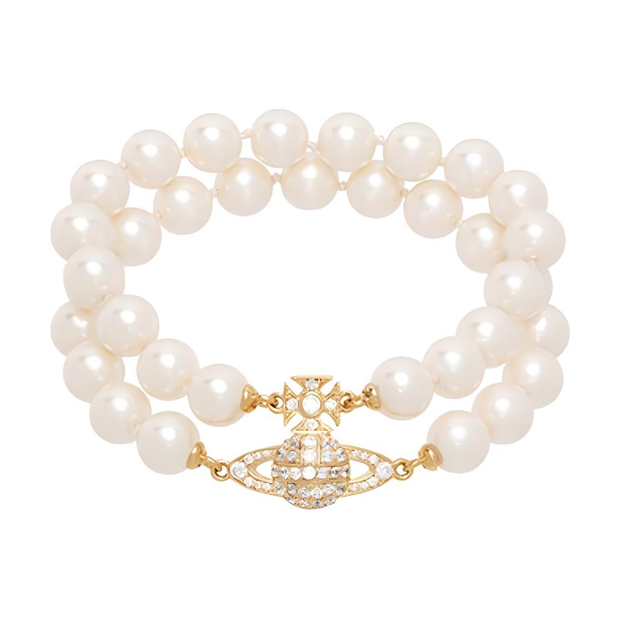 (Women) Vivienne Westwood Graziella Double Pearl Saturn Bracelet Gold for Women. 6103006M02R143CNR417