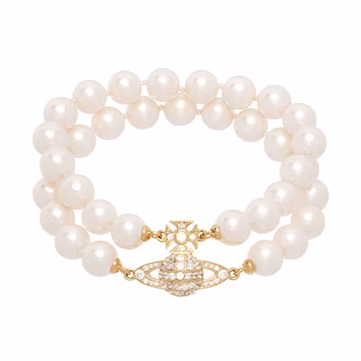 (Women) Vivienne Westwood Graziella Double Pearl Saturn Bracelet Gold for Women. 6103006M02R143CNR417