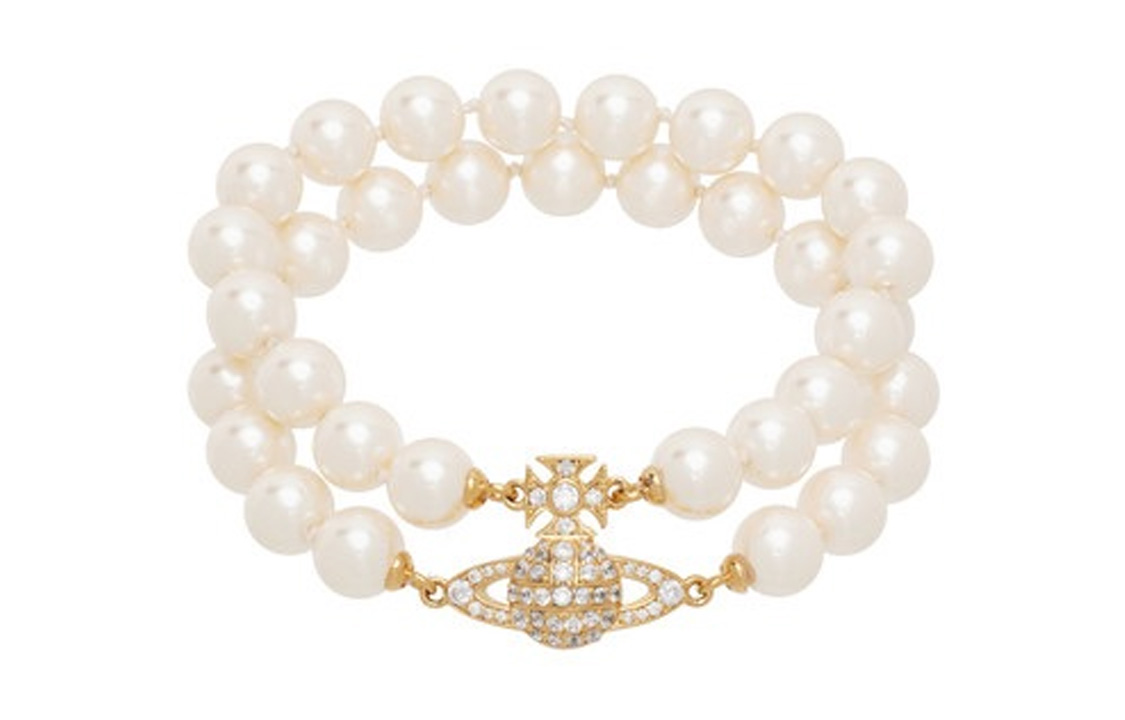 (Women) Vivienne Westwood Graziella Double Pearl Saturn Bracelet Gold for Women. 6103006M02R143CNR417 圖 2
