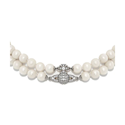 (Women) Vivienne Westwood Graziella Pearl Choker Silver Brass Necklace for Women. 6303002102P132P132