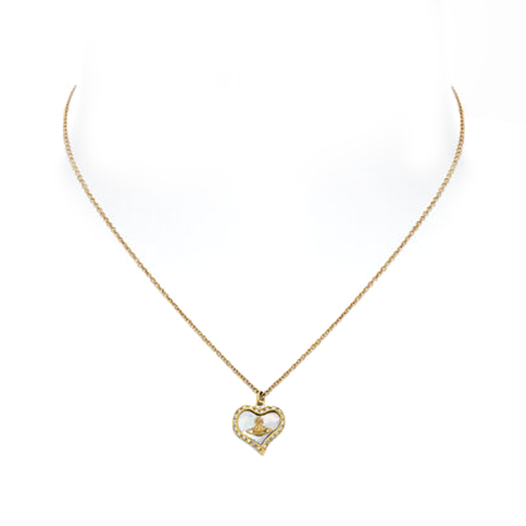 (Women) Vivienne Westwood Heart Design Brass Necklace Gold Women’s Accessory 8050889847540