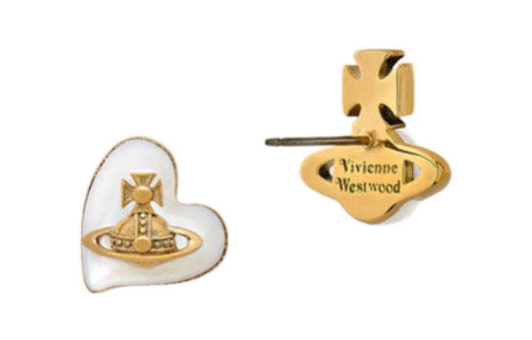 Lookbook (W) 薇薇安·魏斯伍德 心形土星 THOMASINA 耳環 黃銅 白色. 6201034302R273R273