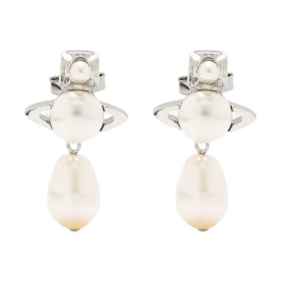 (Women) Vivienne Westwood Inass Dual Wear Pearl Pendant Brass Earrings Silver Women. 6202010402P103