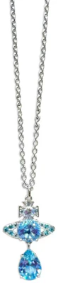 (Women) Vivienne Westwood Ismene Blue Tear Saturn Pendant Necklace for Women Light Blue 630203D5-02P426-Light Blue Buy (Women) Vivienne Westwood Ismene Blue Tear Saturn Pendant Necklace for Women Light Blue 630203D5-02P426-Light Blue