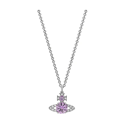 (Women) Vivienne Westwood Ismene Crystal Saturn Pendant Necklace Purple/Silver Chain Women 6302033902P271P271