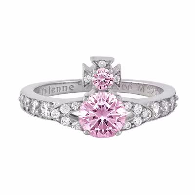 (Women) Vivienne Westwood ISMENE Crystal Saturn Recycled Silver Ring for Women. 6404012201P271P271