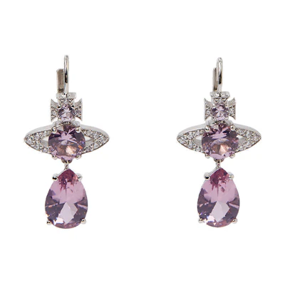 (Women) Vivienne Westwood Ismene Mermaid Tear Crystal Orb Drop Earrings Purple 62020110-02P271-IM