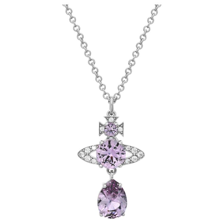 (Women) Vivienne Westwood Ismene Mermaid Tears Saturn Pendant Necklace Purple/Silver. 6302030202P271P271