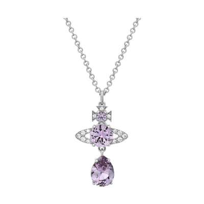 (Women) Vivienne Westwood Ismene Mermaid Tears Saturn Pendant Necklace Purple/Silver. 6302030202P271P271