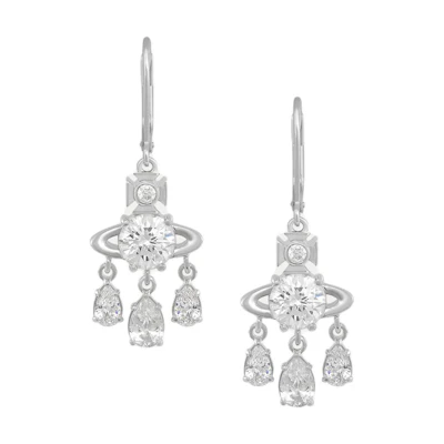 (Women) Vivienne Westwood Joaquina Saturn Dreamcatcher Teardrop Earrings Silver Women 8050889940357
