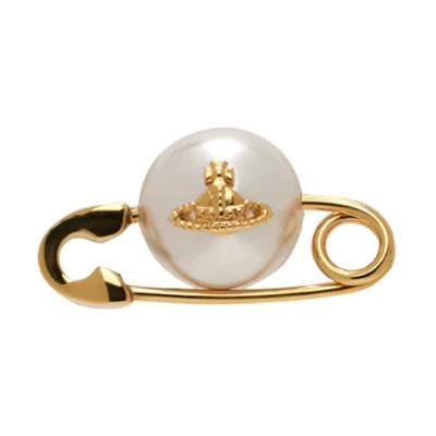 (Women) Vivienne Westwood Jordan Gold Pearl Pin Earrings for Women - Brass & Faux Pearl. 62010004-R119-IM