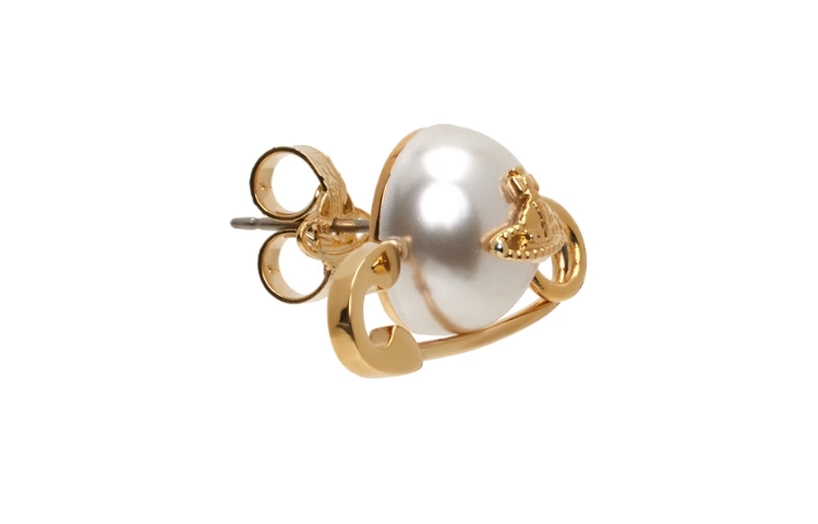 (Women) Vivienne Westwood Jordan Gold Pearl Pin Earrings for Women - Brass & Faux Pearl. 62010004-R119-IM 圖 3
