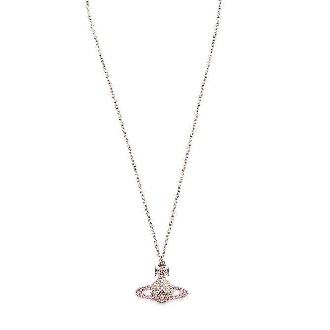 (Women) Vivienne Westwood KIKA Crystal Brass Pendant Necklace for Women - Silver. 63020094-02P307-CN