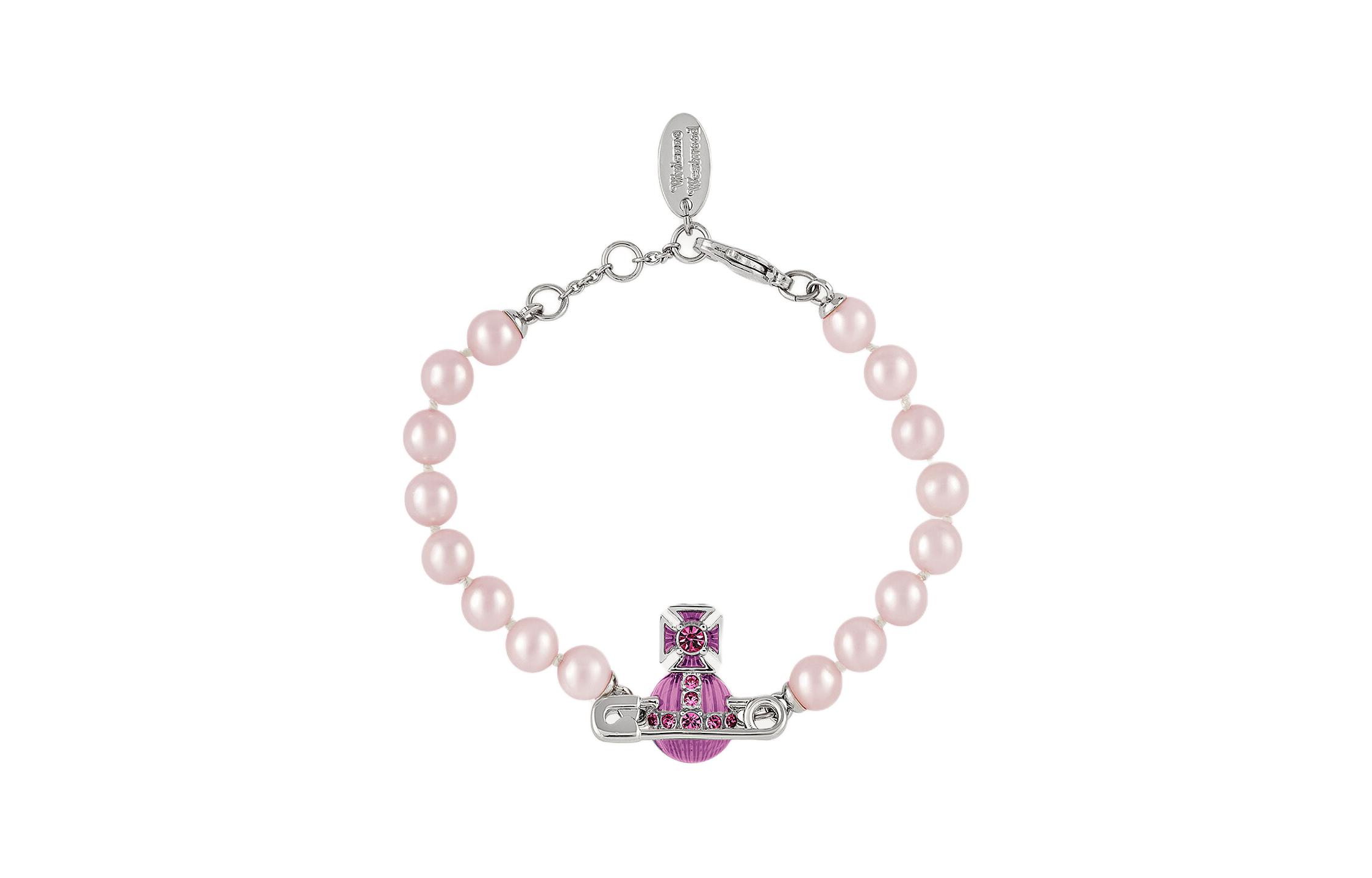 (Women) Vivienne Westwood Kitty Saturn Brooch Pink Enamel Pearl Brass Bracelet Women. 6103007P02P447 圖 2