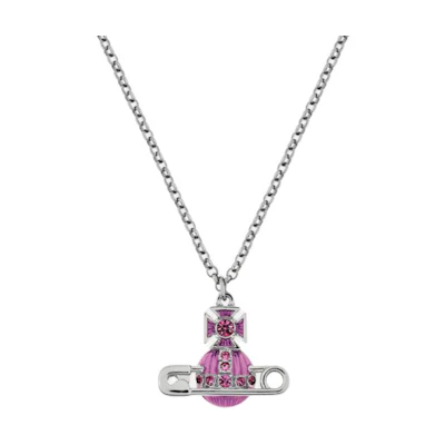 (Women) Vivienne Westwood Kitty Saturn Pendant Necklace Purple - Crystal Enamel 630203BU02P448