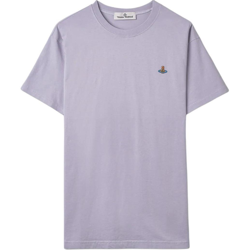 (Women) Vivienne Westwood Lavender Logo Crewneck Oversized T-Shirt Women FW22. 3G010006J001MJ404