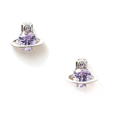 (Women) Vivienne Westwood Leonor Mini Heart Crystal 925 Silver Earrings Silver/Lavender. 6201032O01P250