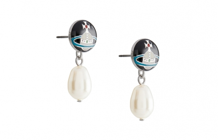 (Women) Vivienne Westwood Loelia Pearl Saturn Enamel Earrings  Jewelry. 62020143-02P145 圖 3