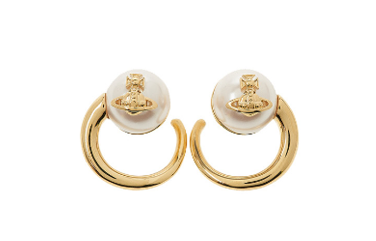 (Women) Vivienne Westwood Logo Brass Earrings  Gold/White. 6203006IR107 圖 2