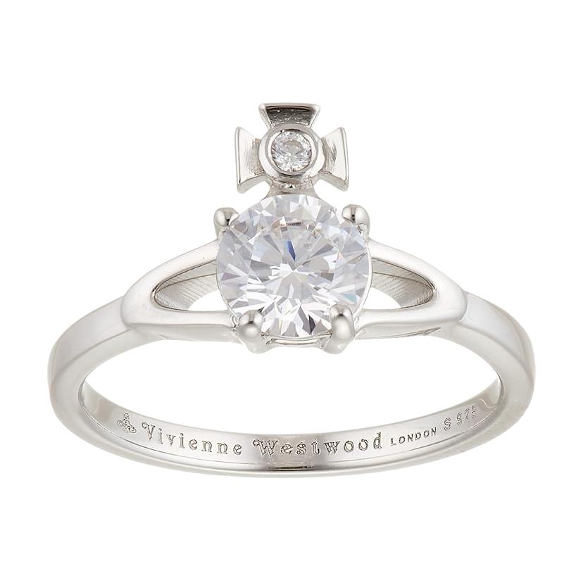 (Women) Vivienne Westwood Logo Design Brass Ring for Women - Silver. 6404000601p102s