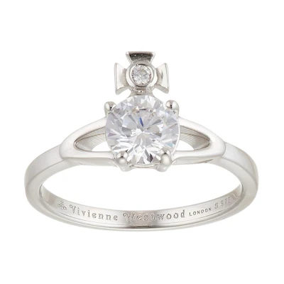 (Women) Vivienne Westwood Logo Design Brass Ring for Women - Silver. 6404000601p102s
