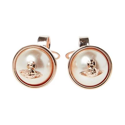 (Women) Vivienne Westwood Logo Design Brass Rose Gold Earrings for Women 62010053G108