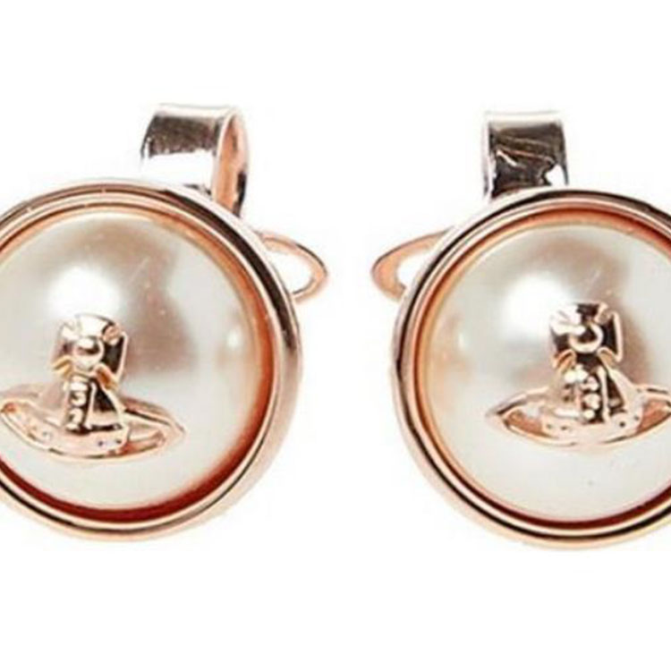 (Women) Vivienne Westwood Logo Design Brass Rose Gold Earrings for Women 62010053G108 圖 4