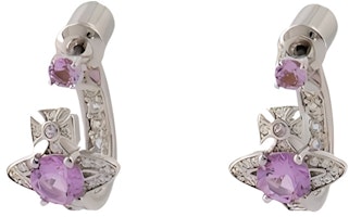 (Women) Vivienne Westwood Logo Earrings - Silver/Purple. 6203005602P271 (Women) Vivienne Westwood Logo Earrings - Silver/Purple. 6203005602P271