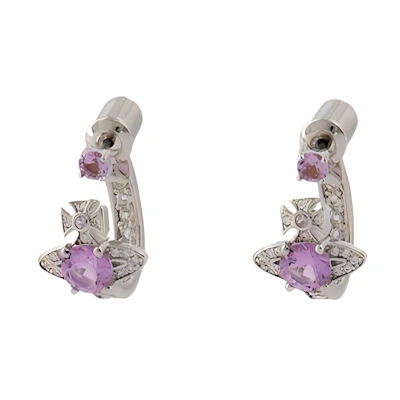 (Women) Vivienne Westwood Logo Earrings - Silver/Purple. 6203005602P271