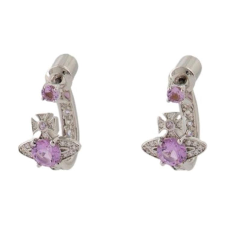 Order (W) 薇薇安·魏斯伍德 徽標耳環 - 銀色/紫色 6203005602P271