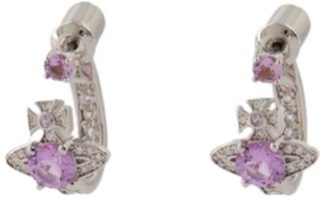 (W) 薇薇安·魏斯伍德 徽標耳環 - 銀色/紫色 6203005602P271 Order (W) 薇薇安·魏斯伍德 徽標耳環 - 銀色/紫色 6203005602P271