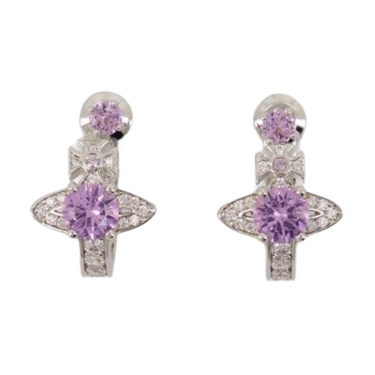 Lookbook (W) 薇薇安·魏斯伍德 徽標耳環 - 銀色/紫色 6203005602P271